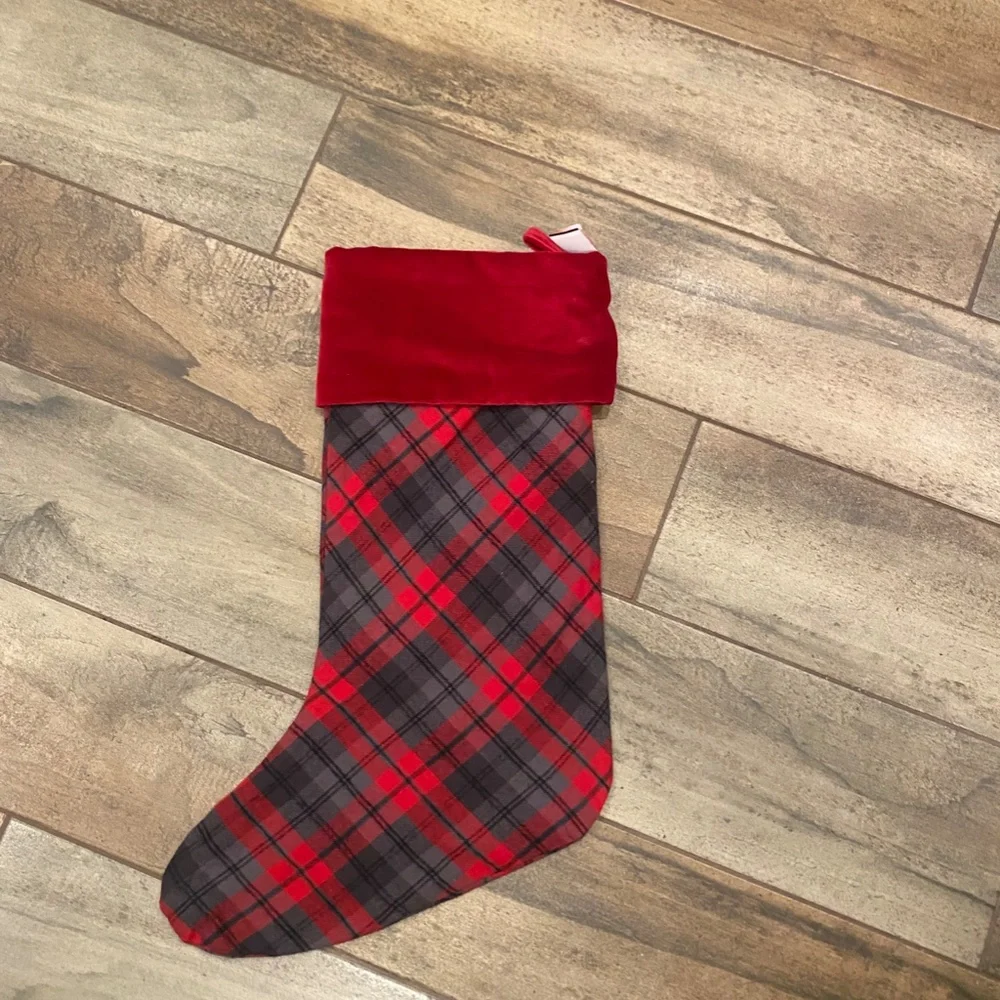 Embellished Jeweled Bird Plaid Christmas Stocking - Pottery Barn - Picture 5 of 6